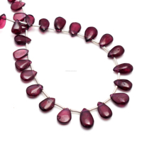 Pulsera y Collar de Joyería Fina con Cuentas de Granate Rodolita Roja Natural Premium Hechas a Mano, Corte Pera Liso, de Brasil, Venta al por Mayor