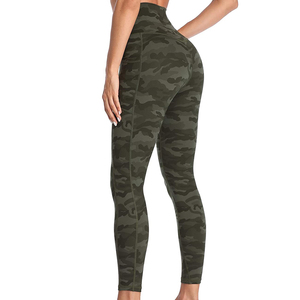 High Waist Camouflage Print Full Length Stretch <b>Leggings</b> Knitted Sporty Women's Pants With Pockets Available For Online Sale - Product Image 3