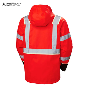 เสื้อกันสะท้อนแสงแบบมืออาชีพสีแดงสำหรับงานอุตสาหกรรม เสื้อแจ็คเก็ตทำงานกันน้ำสำหรับงานก่อสร้าง - Product Image 2