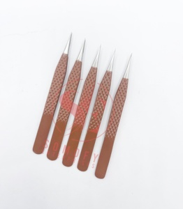 Juego de Pinzas para Extensión de Pestañas Neno Profesionales de Alta Calidad y Durabilidad en Plata, Acero Inoxidable Sólido con Agarre de Diamante Personalizable - Product Image 1