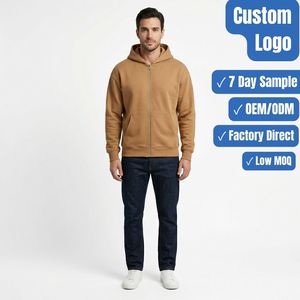 Sweat à capuche zippé personnalisé pour homme, style streetwear hiver, 100% coton, anti-rétrécissement, fabrication OEM - Product Image 1