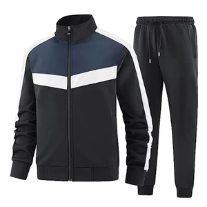 Conjunto Deportivo para Hombre, Color Sólido, Manga Larga, Cierre de Cremallera, Cuello Alto, Estilo Deportivo, para Otoño, con Bolsillos Laterales, Secado Rápido, Ligero - Product Image 1