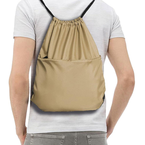 Sac à dos à cordon personnalisé avec logo, poche avant zippée, sac de sport imperméable, léger, en polyester - Product Image 3