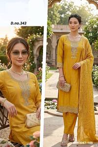 Fabricante de conjuntos de Kurti-Pant y Dupatta de viscosa jacquard de excelente calidad con bordados, de Surat Woman Fashion. - Product Image 3
