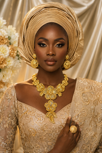 Fashion Leaf Design African Women's Short Gold Plated Box Chain Flower <b>Charm</b> Necklace for Party & Wedding - Product Image 3