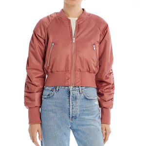 Custom Ladies Model Wear Fashionable Stylish Breathable Embroidery Letter Custom Logo Nylon Canvas Windproof Eco-Friendly Bomber - Product Image 4