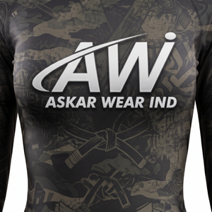 เสื้อ Rash Guard แขนยาวสำหรับผู้หญิง ยี่ห้อ Askar Wear ลายพรางสีดำเทา พิมพ์ลายแบบ Sublimation แห้งเร็ว เหมาะสำหรับออกกำลังกาย - Product Image 3