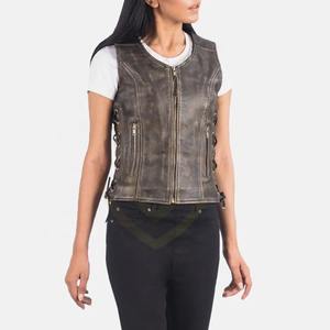 Gilet en cuir véritable de qualité supérieure pour femmes, en cuir de chèvre véritable, avec logo et tailles personnalisés - Product Image 5