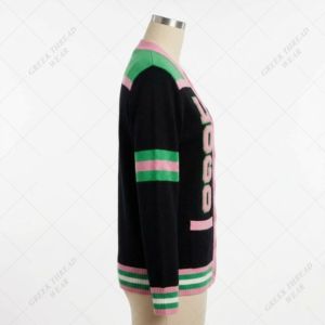 black Pink Varsity <b>Cardigan</b> Women Knit Button Sweater Casual Long Sleeve Letter Design Fashion Outerwear Sorority Greek <b>Cardigan</b> - Product Image 3