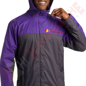Veste Softshell Homme Imperméable et Légère à Capuche Zippée, Coupe-Vent, Color Block Violet et Gris, Idéale pour le Sport et la Randonnée, Vêtement d'Extérieur Élégant - Product Image 3