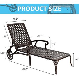Chaise longue élégante en aluminium blanc, 1 pièce - Product Image 2