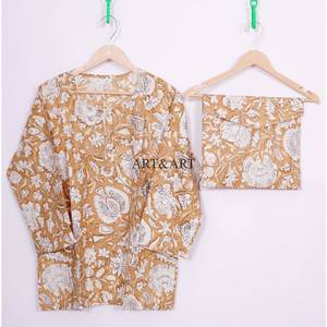 Conjunto de Pijama Elegante y Sexy para Mujer, Estampado Floral Bohemio, 100% Algodón, Cintura Elástica, Talla Grande, Casual, de Secado Rápido - Product Image 2