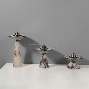 Ensemble de 3 encensoirs Mabkhara en métal effet marbre faits à la main, base conique, pour encens arabe, décoration de table, direct usine - Product Image 1