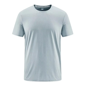 Camiseta de Manga Corta para Hombre, Cuello Redondo, Azul, Corte Regular, Secado Rápido, Tejido de Poliéster, Color Sólido, Informal - Product Image 6