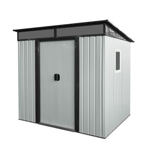 Abri de jardin en métal blanc et noir de 1,83 m x 1,52 m avec fenêtre et plaque transparente pour jardin et pelouse - Product Image 2