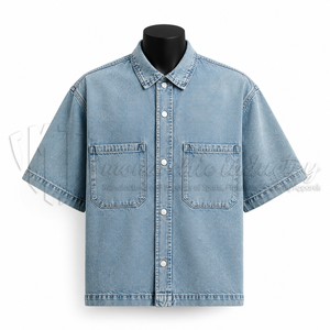 Camisa de Trabajo Casual de Mezclilla Ligera para Hombre, Precio Económico, Transpirable, Ecológica, Otoño, ODM, 100% Algodón Orgánico, Alta Calidad - Product Image 1