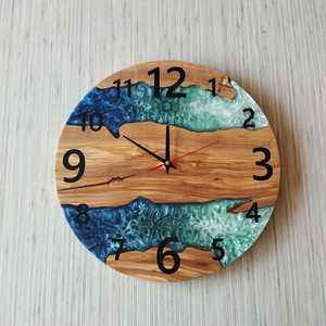 Handmade Olive Wood & Epoxy Resin Wall <b>Clock</b> Custom Resin Wall <b>Clock</b> for Home Living Room Hot Selling - Product Image 5