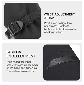 Gants de ski à doigts entiers en cuir noir, isolés thermiquement, avec sangle de poignet réglable, unisexe, pour activités hivernales en plein air - Product Image 3