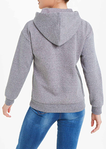 Sudadera con Capucha Gris Personalizada para Mujer, Manga Larga, Mezcla de Algodón, Tejido de Punto, Color Sólido, Ropa Casual de Otoño - Product Image 3