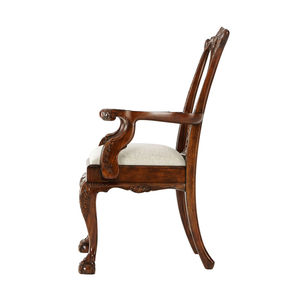 Fauteuil de salle à manger contemporain en bois de hêtre durable, sculpté à la main, rembourré en lin, mobilier de luxe pour hôtel - Product Image 2
