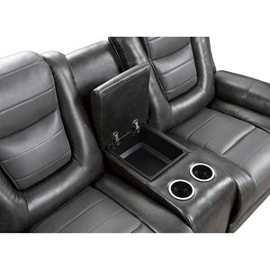 Moderno lusso doppio aliante reclinabile Loveseat Console centrale formale soggiorno mobili Premium in finta pelle tappezzeria - Product Image 4
