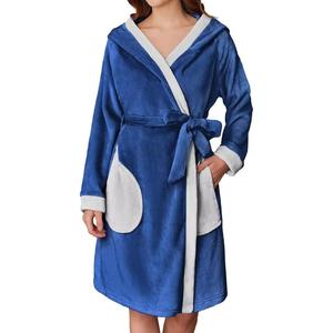 Wholesale Casual Multi-Season Womens Mens Custom Breathable Polyester/Cotton Flannel <b>Bath</b> Robe Pockets Team Sport Embroidered - Product Image 1