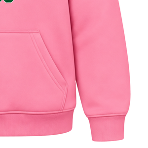   Sudadera con Capucha Clásica Rosa para Mujer con Letras de Hermandad Bordadas en Verde, Tela de Felpa Suave, Ropa Casual de Calle - Product Image 5