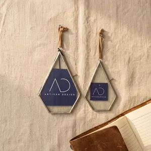 Marco de Fotos Colgante de Pared con Diseño Artesanal Geométrico en Forma de Pentágono de Hierro/Vidrio, Modelo Decorativo Pf401a, Decoración para el Hogar en Gamuza - Product Image 5
