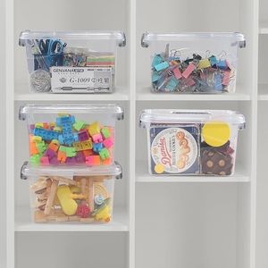 Set di 6 Contenitori in Plastica Trasparente da 5 Quarti con Manici e Chiusure a Scatto per Organizzazione Casa, Scuola e Ufficio - Product Image 1