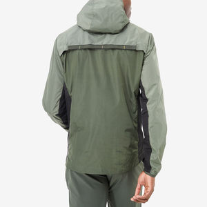 Veste coupe-vent à capuche pour homme, légère, sportive, d'extérieur, verte, en polyester, fermeture éclair, coupe classique - Product Image 3