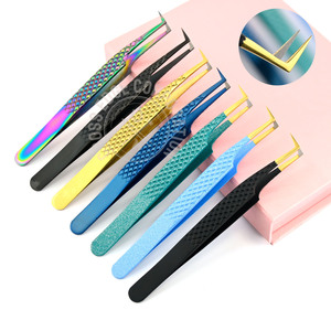 Best Eyelash Extension Tweezers Eyelash Extension 90 Degree Curved Volume Fiber Tip Lash Tweezers Special Plasma Coated Color - Product Image 6