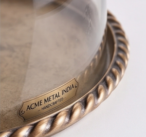 Premium Anti Dust Round Rope Border Metal Serving <b>Tray</b> With Glass Lid Round Classic Design Reusable For Party Use <b>Dinner</b> - Product Image 2