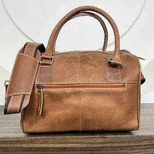 Nouveau sac de voyage en cuir de vachette à poils occidentaux, mini sac de voyage en cuir véritable fait à la main, sac de voyage à bandoulière pour unisexe - Product Image 5