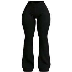 Pantalon évasé taille mi-haute personnalisé en dentelle pour femme, jambe large, avec impression de logo personnalisée, broderie, marque privée - Product Image 4