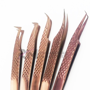 Pince à épiler pour cils RMI en or rose, pointe lisse, acier inoxydable, précision pour extensions de cils, modèle 14 cm/12 cm - Product Image 5