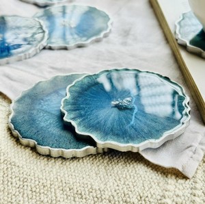 Resin <b>Coaster</b> Set Colorful Decorative <b>Drink</b> <b>Coasters</b> With Waterproof Surface for Kitchen Dining Room - Product Image 3