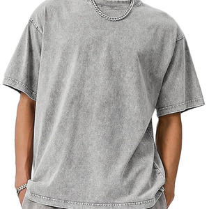 T-shirts décontractés pour hommes, style vintage, imprimé logo délavé à l'acide, 100% coton, col rond, tricoté, motif uni, coupe ample - Product Image 5