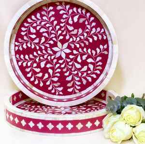 Bandeja de Servir de Hueso Hecha a Mano, Sostenible, Ecológica, Elegante, Estilo Bohemio Moderno, Diseño con Incrustaciones de Hueso, Desechable, Personalizable para el Hogar - Product Image 3