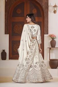 Ramdev Trading Indian Traditional Wedding Diwali Butterfly Net <b>Material</b> Lehenga Choli <b>Sequins</b> Embroidery Heavy Work Dupatta - Product Image 5