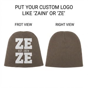 ZAINI ZI-310 Bonnet en tricot côtelé acrylique doux de qualité supérieure 300 GSM pour homme, marron, chaud, extensible, bonnet d'hiver - Product Image 1