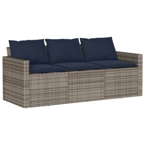 Juego de 6 sofás de patio de ratán PE gris con fundas grandes extraíbles para jardín - Product Image 3