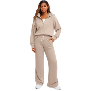 Conjunto de Ropa Casual para Mujer, Dos Piezas, Sudadera con Capucha y Cremallera, Pantalones a Juego, Suministro de Fábrica OEM - Product Image 3