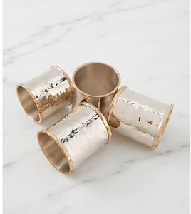 Anillo para Servilletas de Metal Plateado Martillado con Detalles en Oro, Accesorio Moderno para Decoración de Mesa y Uso en Bodas - Product Image 2