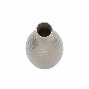 Florero de Metal Plateado Martillado de Lujo, Diseño Ovalado Alto y Elegante, Hecho a Mano, Decoración Moderna para el Hogar, Centro de Mesa, Unidad Individual - Product Image 2