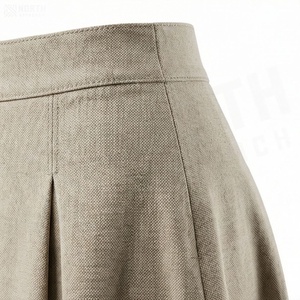 Minifalda de Mujer, Cintura Alta, Plisada, Corte en A, Color Sólido, Tela de Lana, Cómoda, Estilo para Todas las Temporadas - Product Image 5