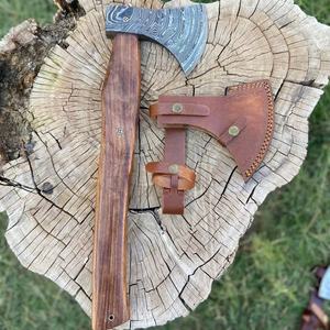 Hacha Industrial Estilo Vikingo de Acero al Carbono Forjado a Mano con Mangos de Madera y Cuero para Cortar, Acampar y Cazar, a las Mejores Tarifas - Product Image 4