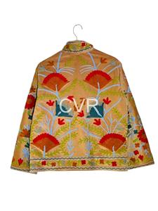 Bohemian Embroidered Cotton <b>Coat</b> With Floral Pattern Mandarin Collar Full Sleeve Autumn Outerwear For <b>Women</b> - Product Image 1
