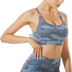 เสื้อชั้นในกีฬาโยคะแบบดันทรง ไซส์พลัส รองรับปานกลาง สำหรับผู้หญิง ผ้าไร้ตะเข็บ ระบายอากาศได้ดี ลายสก็อต โลโก้ด้านหน้า ผลิตจากผ้าสแปนเด็กซ์/ไนลอน - Product Image 3