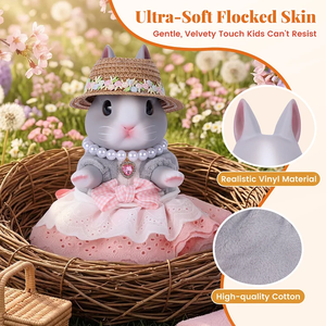 Muñeca de Conejito de Vinilo Suave de 8 Pulgadas Babeside, Juguete de Conejito Hecho a Mano con Vestido Bonito, Muñeca de Compañía para Niños, Regalo - Product Image 3