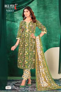 Anarkali Kurta en coton imprimé gaufré pour femmes indiennes et pakistanaises, avec pantalon à boutons Tie Patti et Dupatta, fabriqué à la main par des artisans indiens - Product Image 3